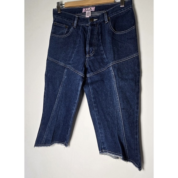 S.L.A. Jean Capris Ladies‎ 7/8 Blue Medium Denim Button Fly Funky Cotton Comfort - Picture 2 of 8